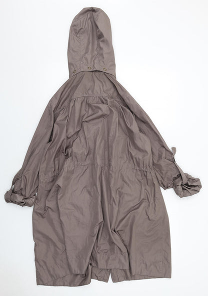 Warehouse Womens Brown Parka Coat Size 10 Zip - Hooded