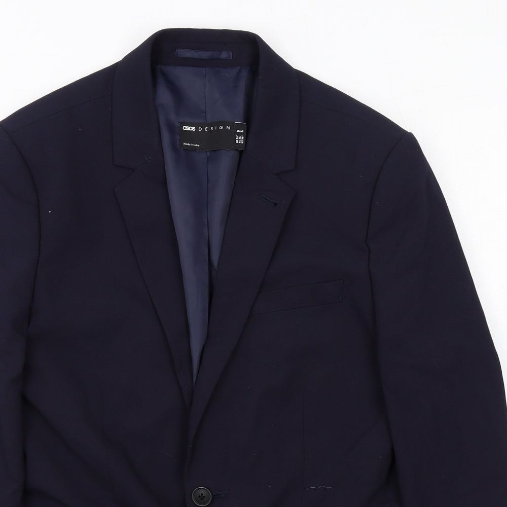 ASOS Mens Blue Polyester Jacket Suit Jacket Size 36 Regular