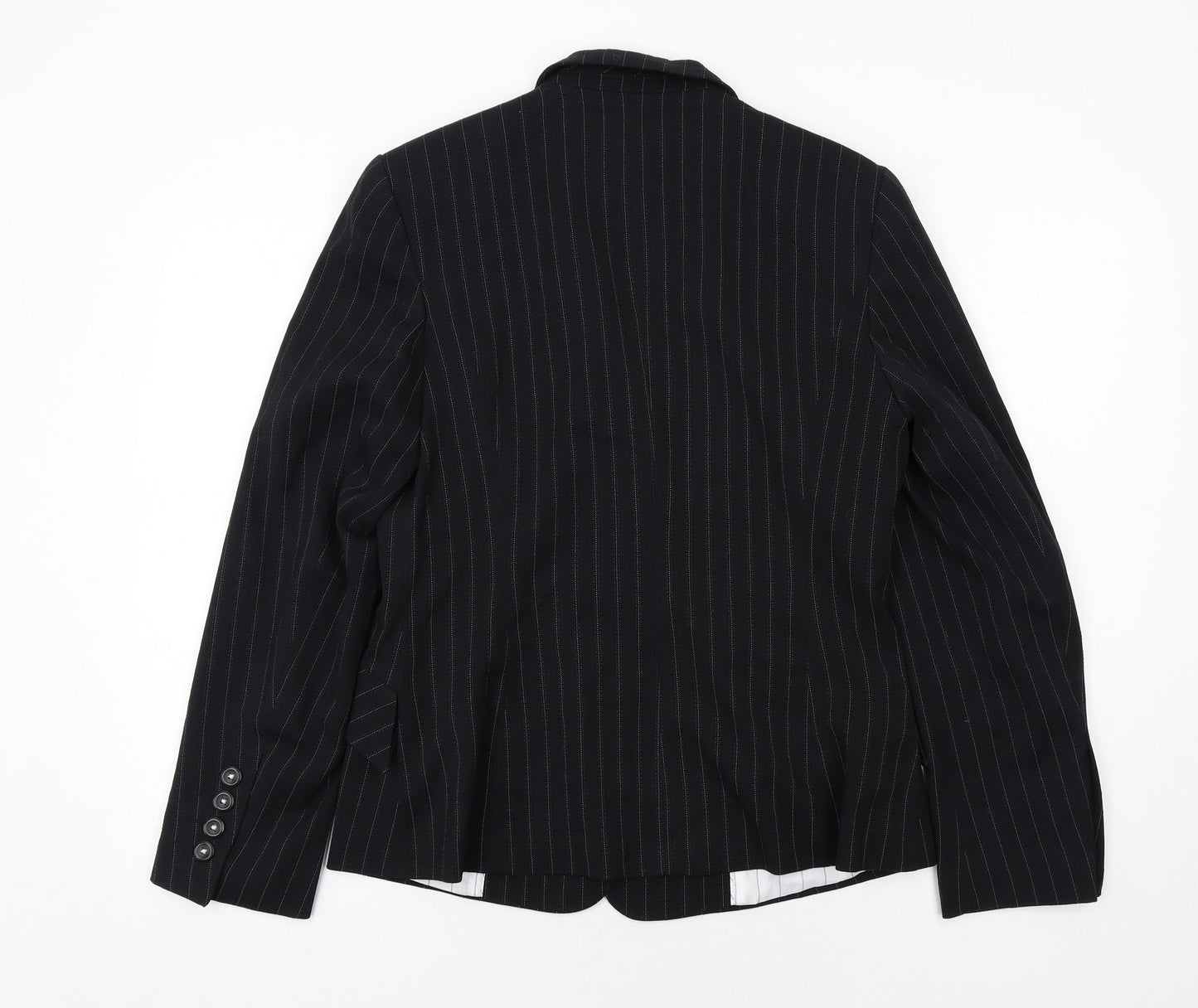 Marks and Spencer Womens Black Striped Polyester Jacket Suit Jacket Size 14