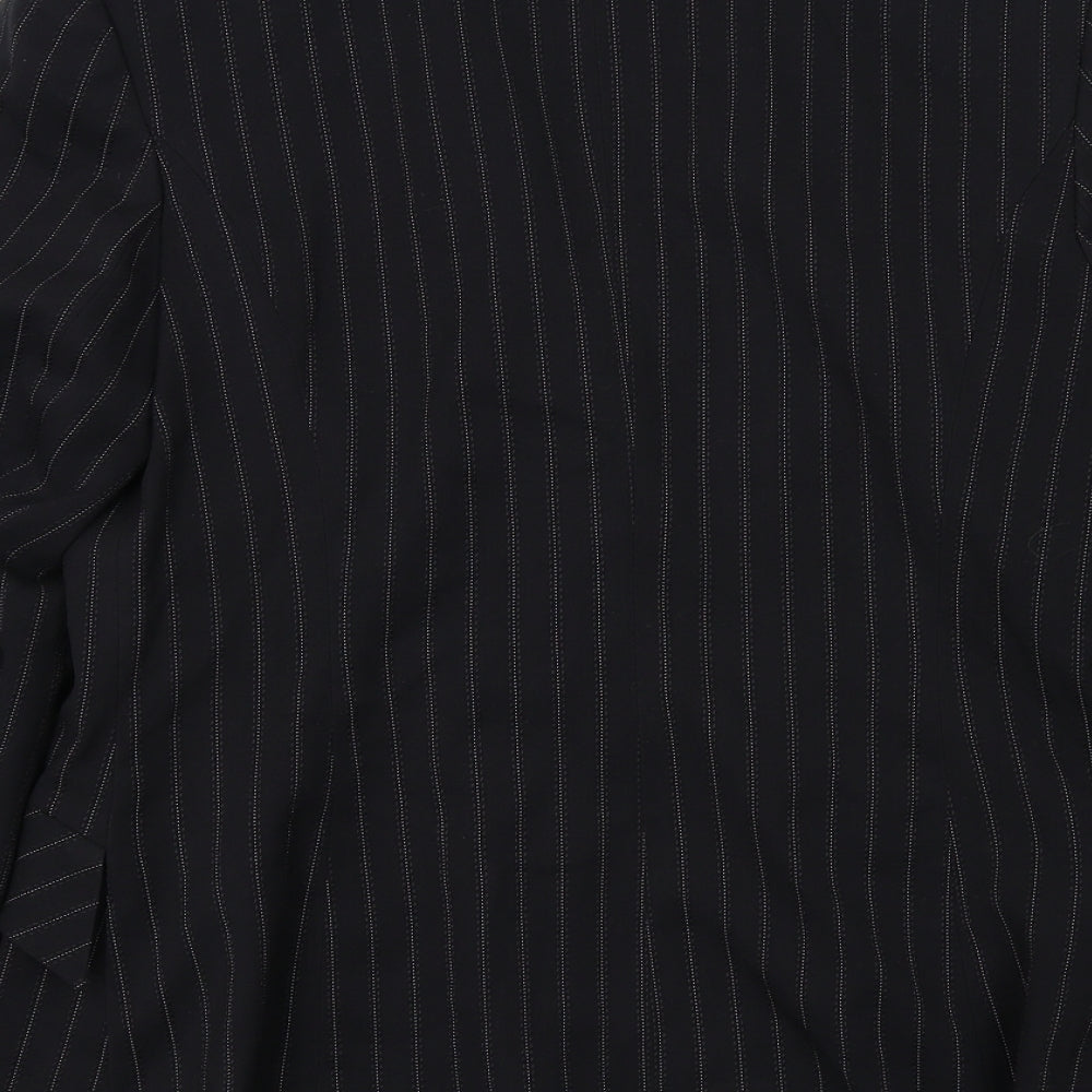 Marks and Spencer Womens Black Striped Polyester Jacket Suit Jacket Size 14