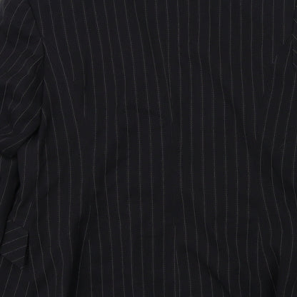 Marks and Spencer Womens Black Striped Polyester Jacket Suit Jacket Size 14