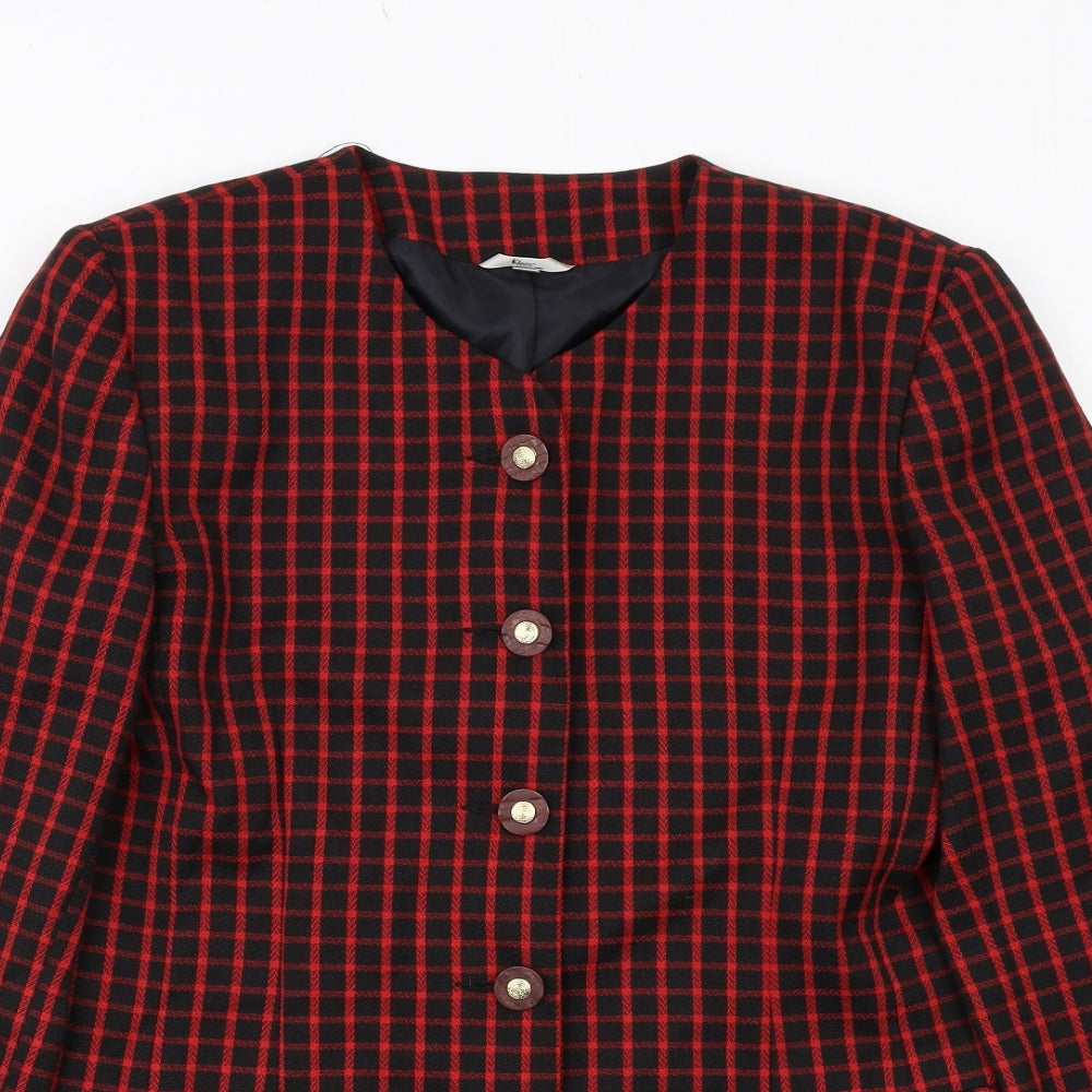 Klass Womens Red Geometric Jacket Size 10 Button