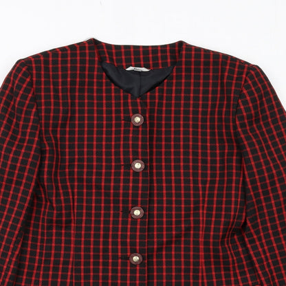 Klass Womens Red Geometric Jacket Size 10 Button