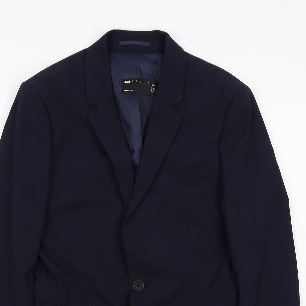 ASOS Mens Blue Polyester Jacket Suit Jacket Size 36 Regular
