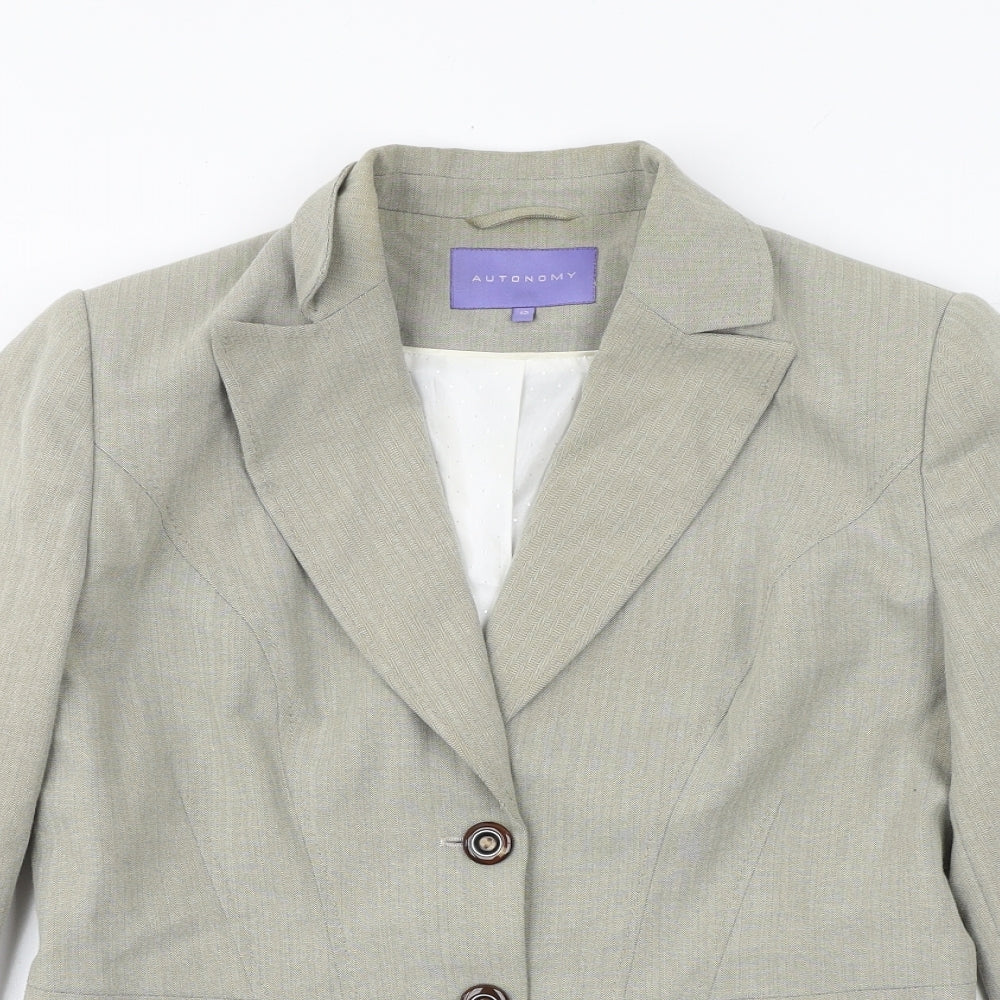 Autonomy Womens Beige Polyester Jacket Blazer Size 12