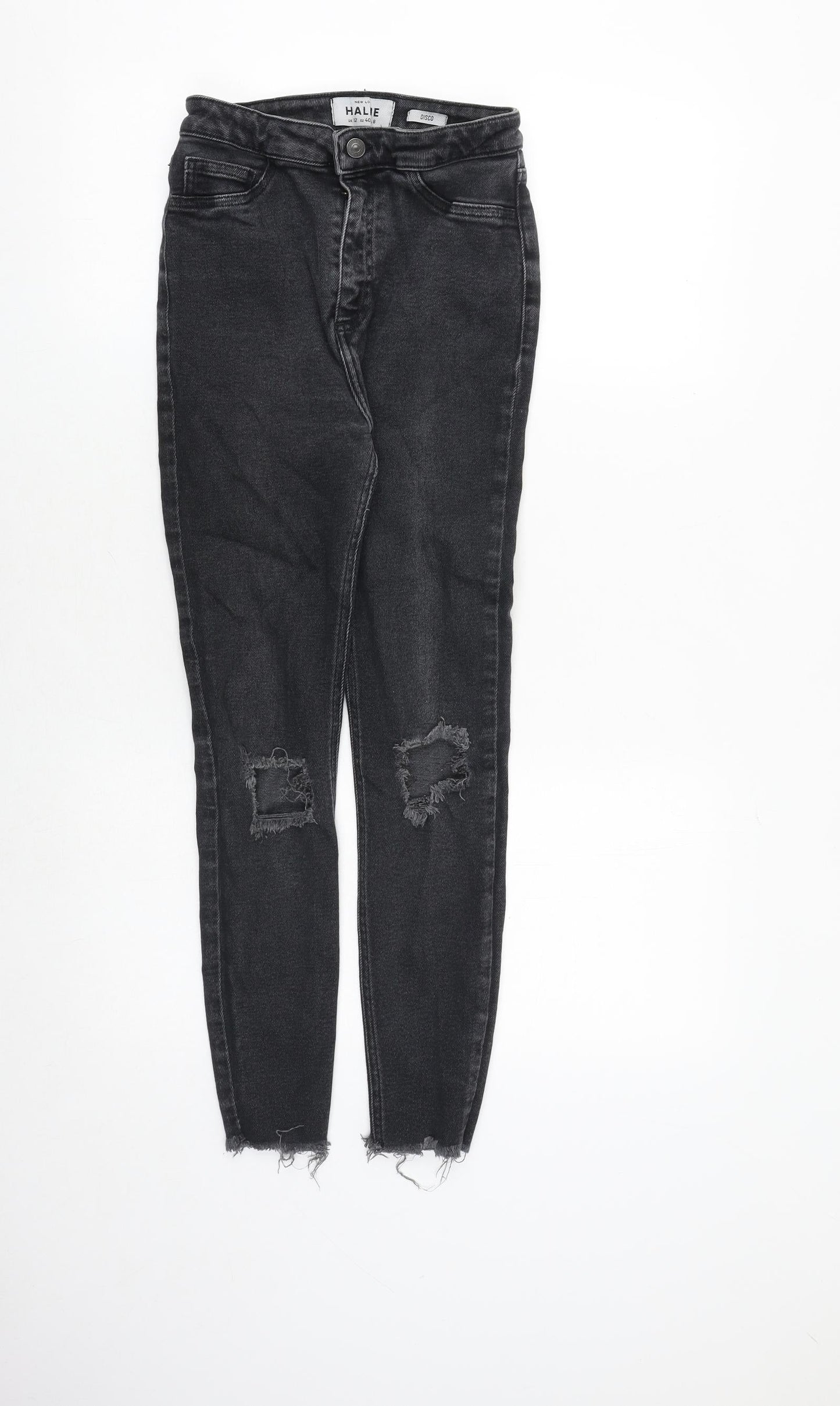 Zara Womens Grey Cotton Skinny Jeans Size 12 Regular Zip