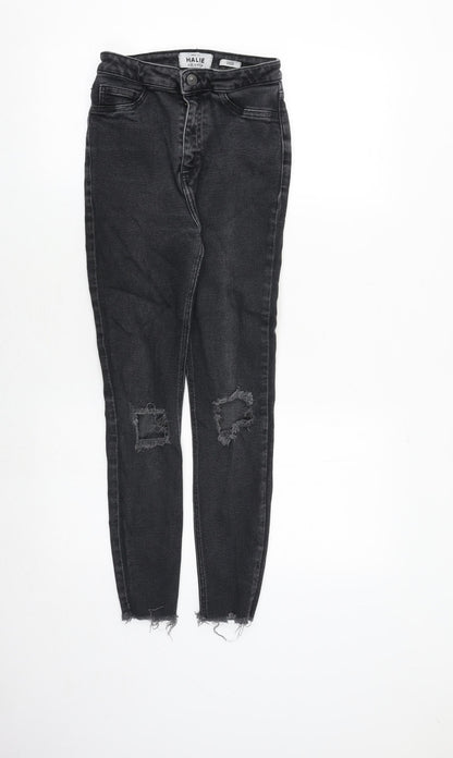 Zara Womens Grey Cotton Skinny Jeans Size 12 Regular Zip