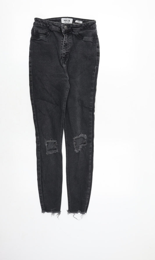 Zara Womens Grey Cotton Skinny Jeans Size 12 Regular Zip