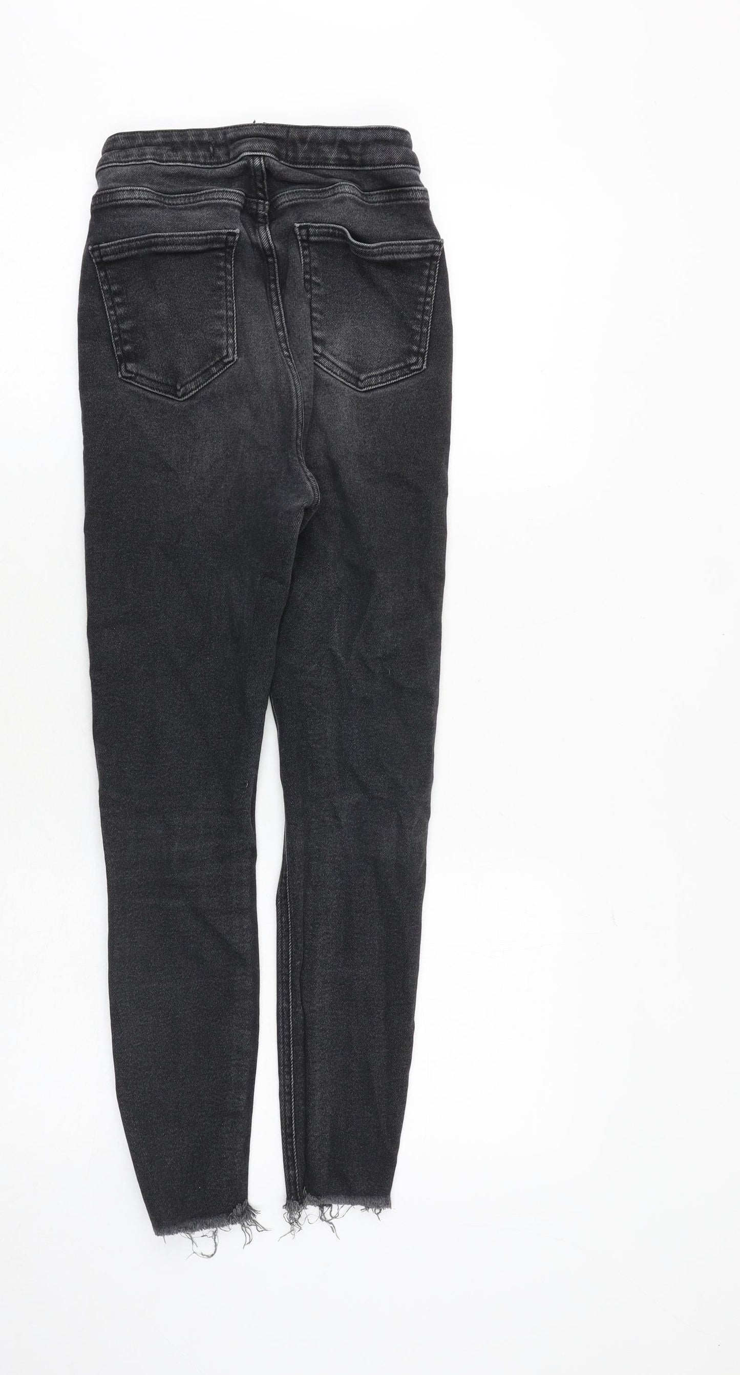 Zara Womens Grey Cotton Skinny Jeans Size 12 Regular Zip