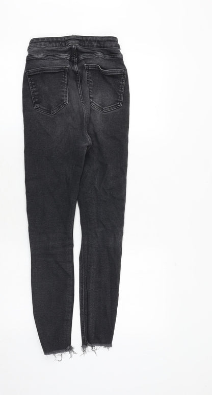 Zara Womens Grey Cotton Skinny Jeans Size 12 Regular Zip