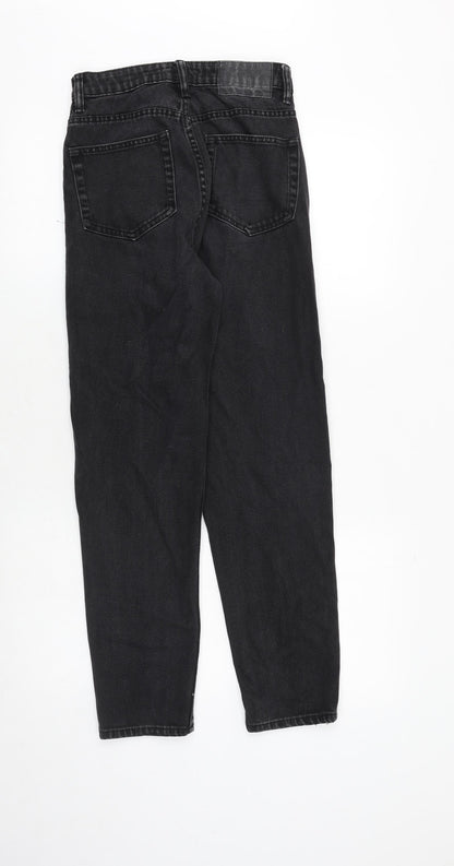Zara Womens Grey Cotton Tapered Jeans Size 4 Regular Zip