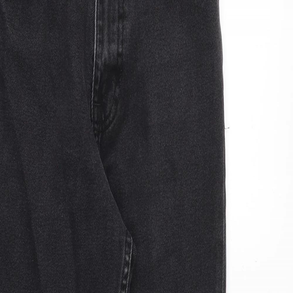 Zara Womens Grey Cotton Tapered Jeans Size 4 Regular Zip
