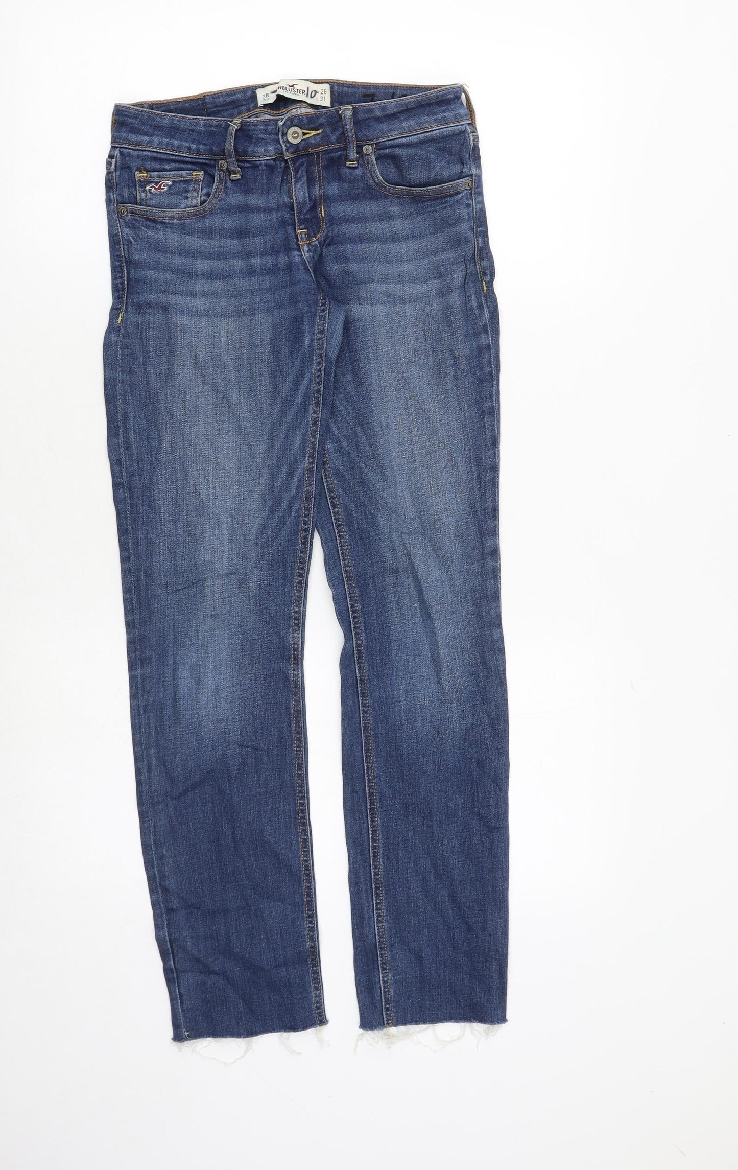 Hollister Womens Blue Cotton Straight Jeans Size 26 in Regular Zip - Frayed Hem