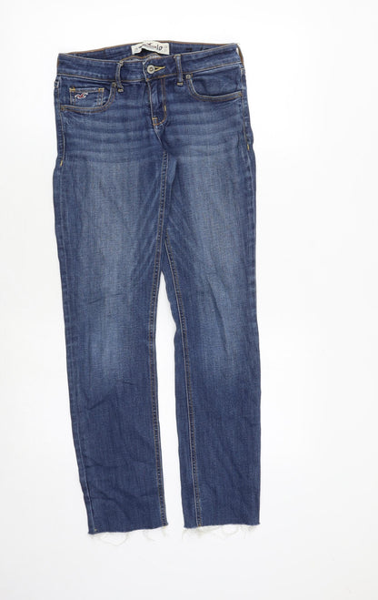 Hollister Womens Blue Cotton Straight Jeans Size 26 in Regular Zip - Frayed Hem