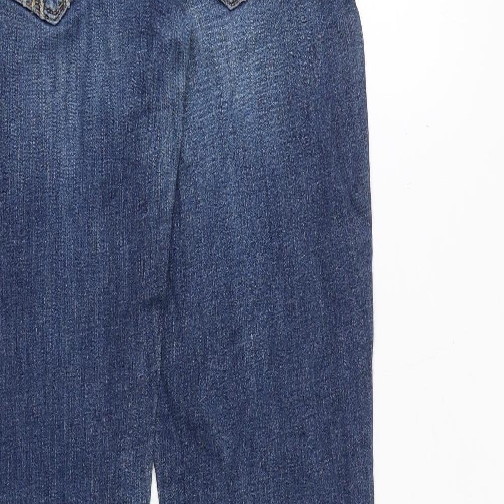 Hollister Womens Blue Cotton Straight Jeans Size 26 in Regular Zip - Frayed Hem