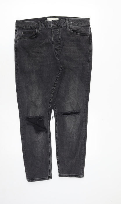 Mens UK Size 30 in Topman Regular Fit Tapered Grey Jeans