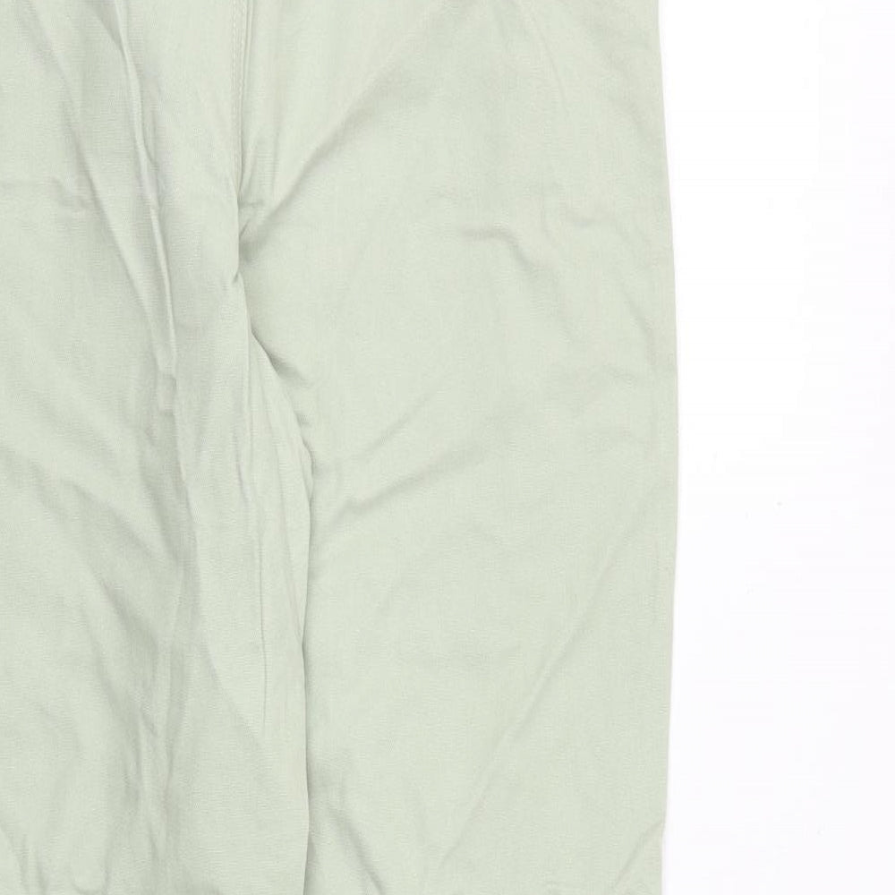 Monki Womens Green Cotton Wide-Leg Jeans Size 12 Regular Zip