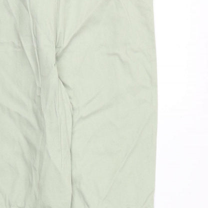 Monki Womens Green Cotton Wide-Leg Jeans Size 12 Regular Zip