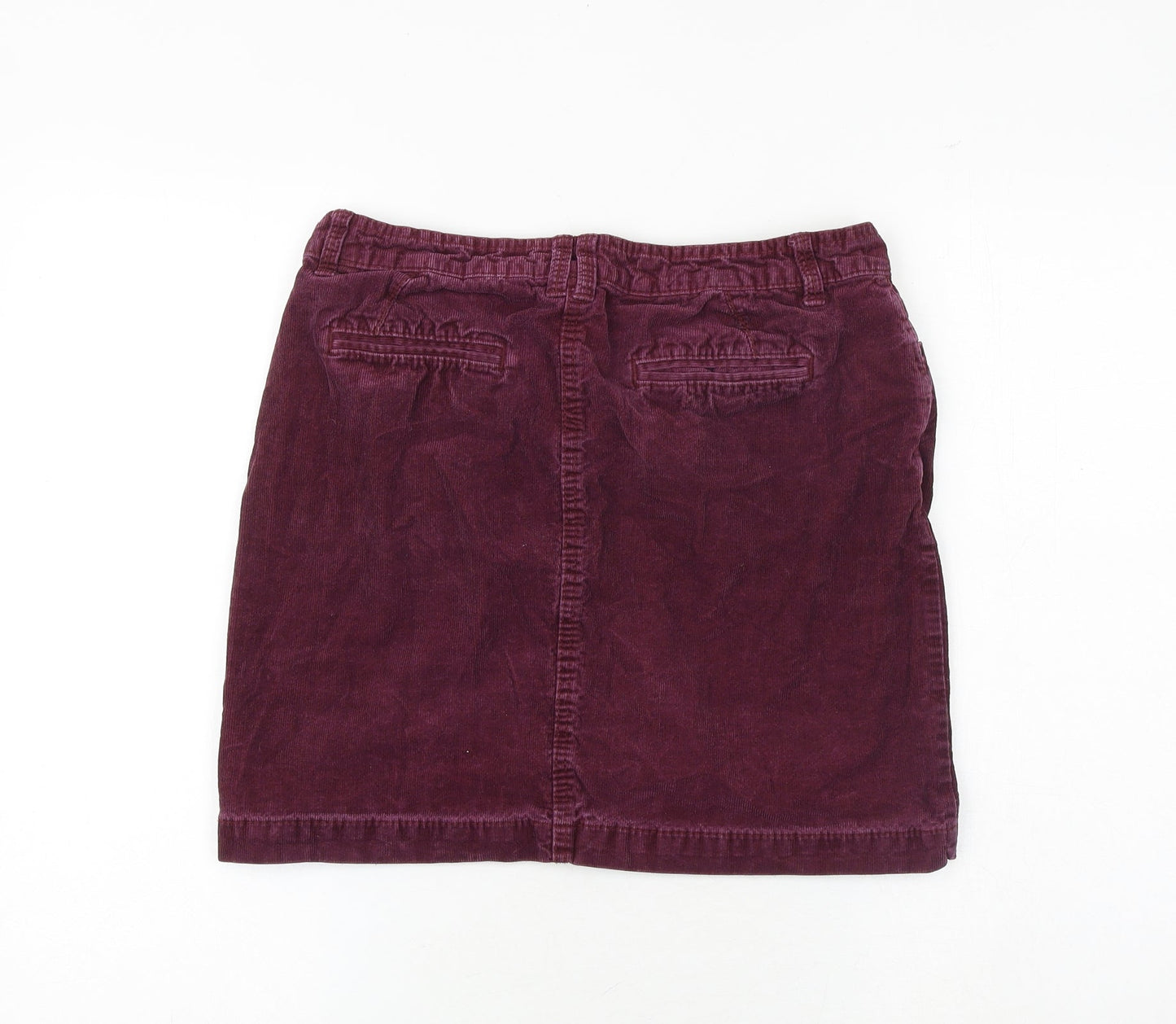 Marks and Spencer Womens Purple Cotton A-Line Skirt Size 10 Zip