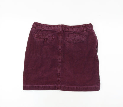 Marks and Spencer Womens Purple Cotton A-Line Skirt Size 10 Zip