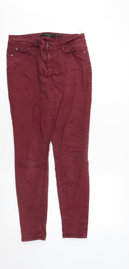 Womens UK Size M VERO MODA Regular Fit Skinny Red Jeans