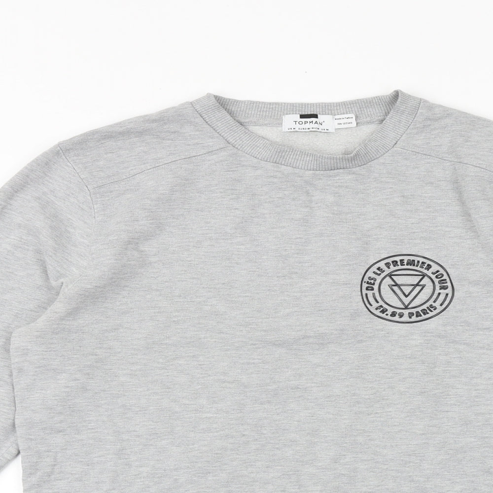 Topman Mens Grey Polyester Pullover Sweatshirt Size M