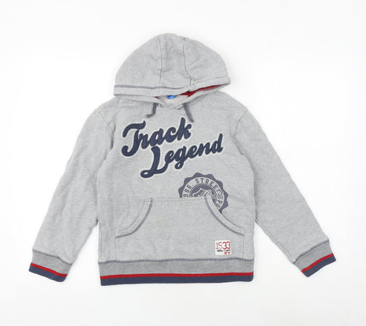 Additional front view of adams boys’ boys grey cotton pullover hoodie, size 10, years pullover - track legend