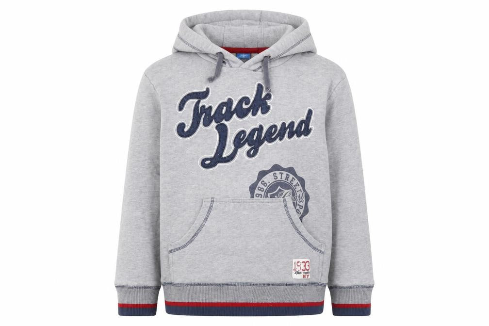 Front view of adams boys’ boys grey cotton pullover hoodie, size 10, years pullover - track legend