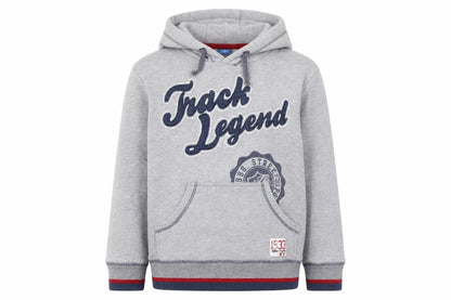 Front view of adams boys’ boys grey cotton pullover hoodie, size 10, years pullover - track legend