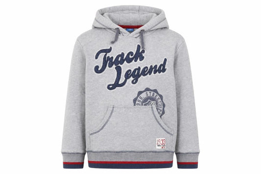Front view of adams boys’ boys grey cotton pullover hoodie, size 10, years pullover - track legend