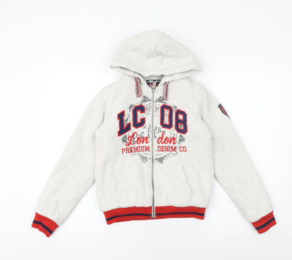 Lee Cooper Boys Grey Cotton Full Zip Hoodie Size 11-12 Years Zip