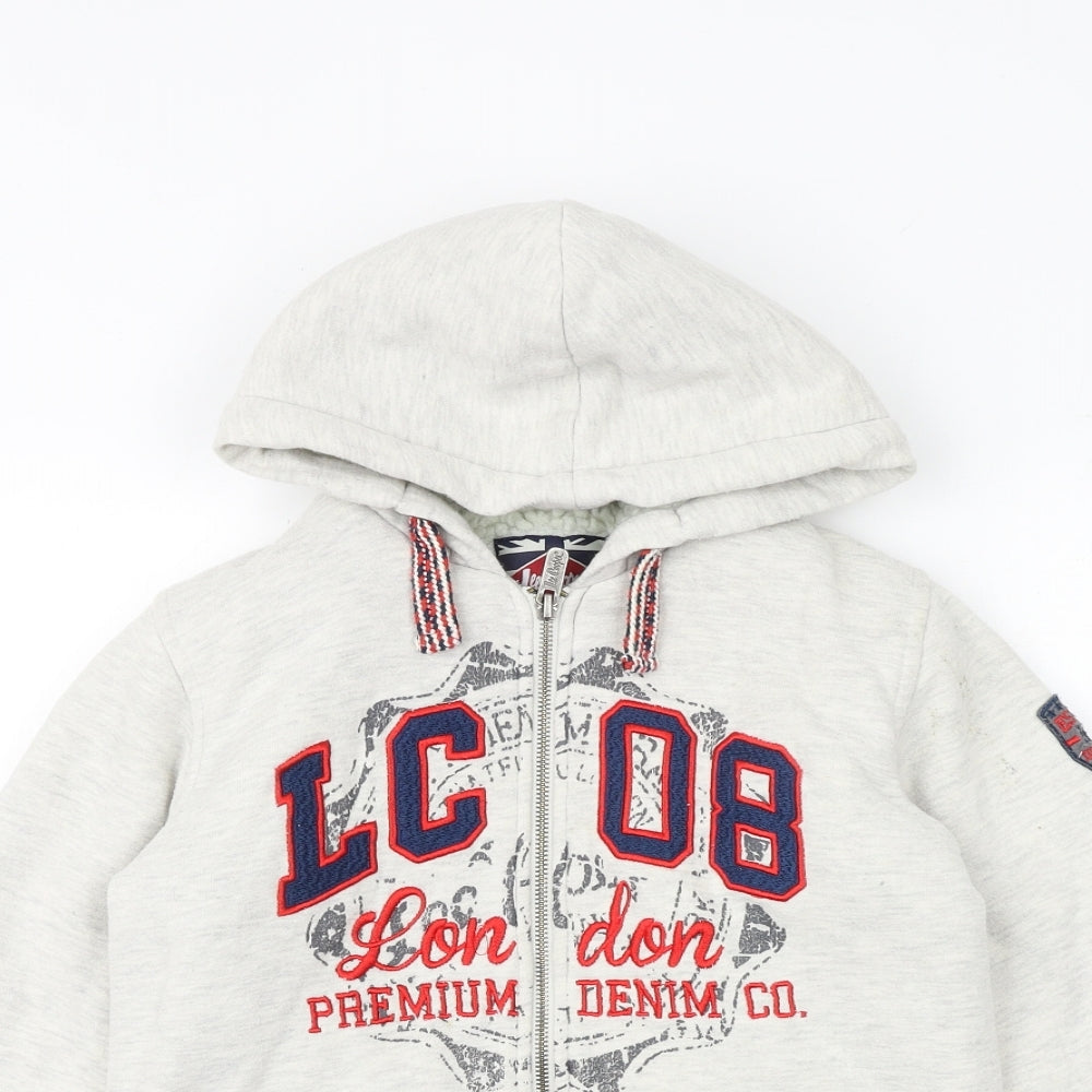 Lee Cooper Boys Grey Cotton Full Zip Hoodie Size 11-12 Years Zip