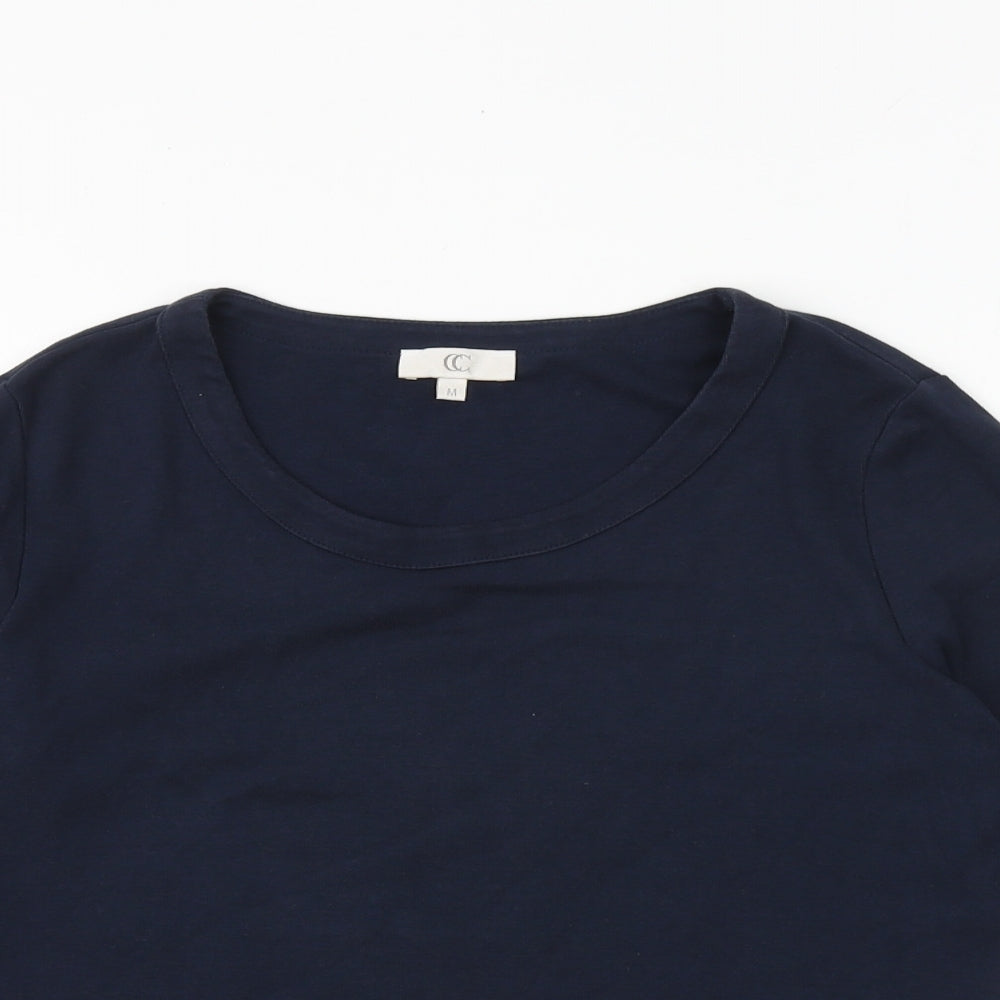 CC Womens Blue 100% Cotton Basic T-Shirt Size M Boat Neck