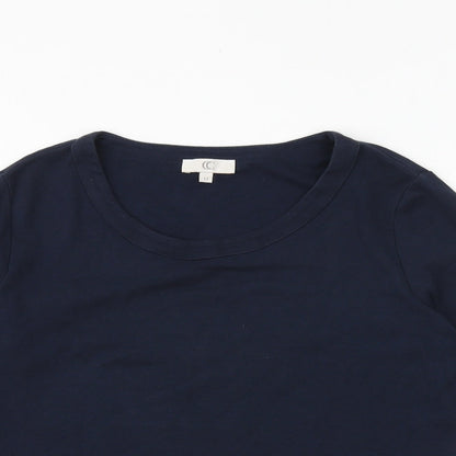 CC Womens Blue 100% Cotton Basic T-Shirt Size M Boat Neck