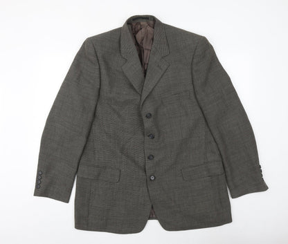 gianni ravanetti Mens Grey Geometric Polyester Jacket Suit Jacket Size 44 Regular