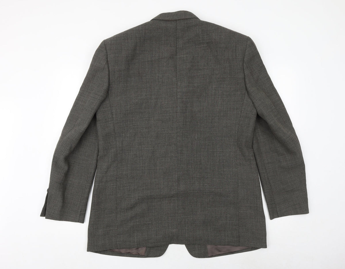 gianni ravanetti Mens Grey Geometric Polyester Jacket Suit Jacket Size 44 Regular