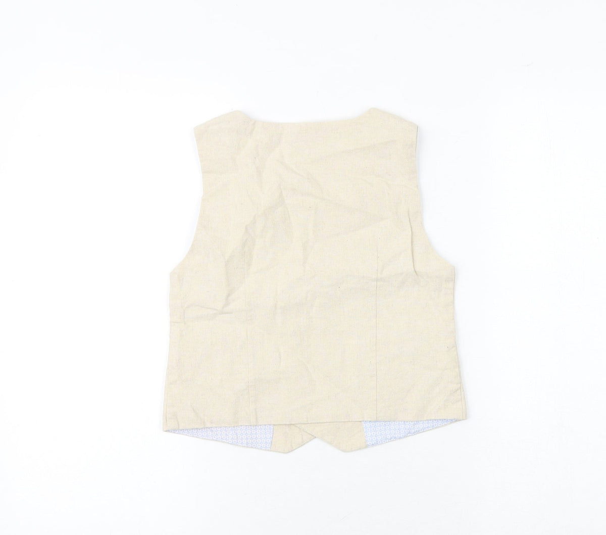 Back view of Autograph boys’ beige jacket waistcoat, size 6-7, years button