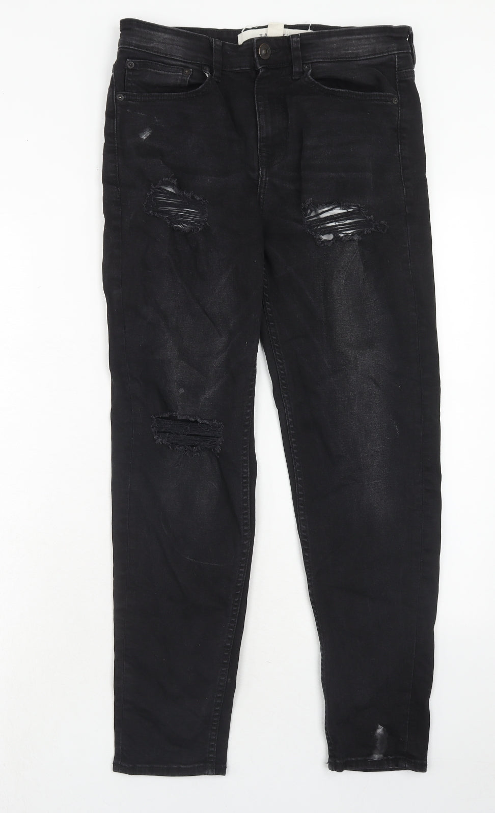 New Look Mens Black Cotton Skinny Jeans Size 30 in Regular Zip