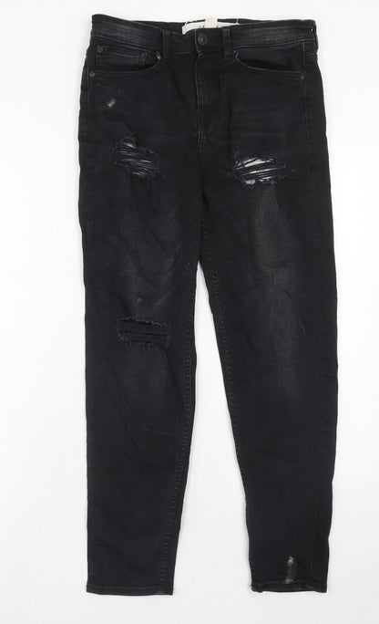 New Look Mens Black Cotton Skinny Jeans Size 30 in Regular Zip