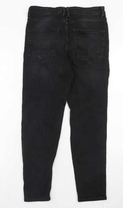 New Look Mens Black Cotton Skinny Jeans Size 30 in Regular Zip