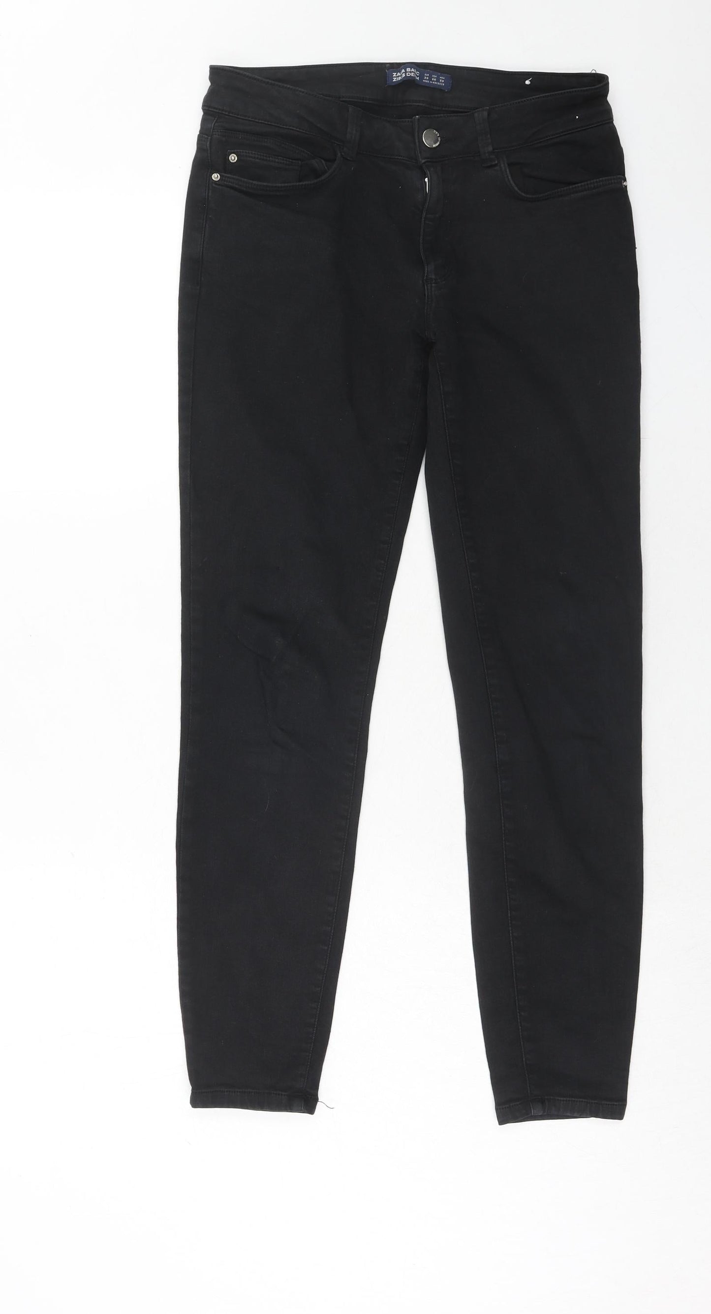 Zara Womens Blue Cotton Skinny Jeans Size 10 Regular Zip