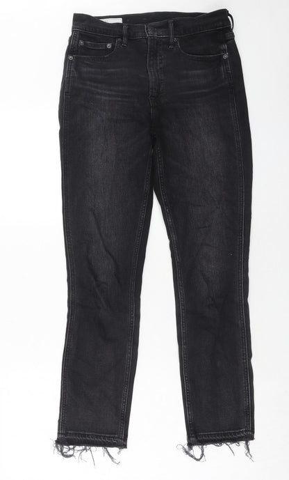 Gap Womens Black Cotton Skinny Jeans Size 27 in Regular Zip - Frayed Hem