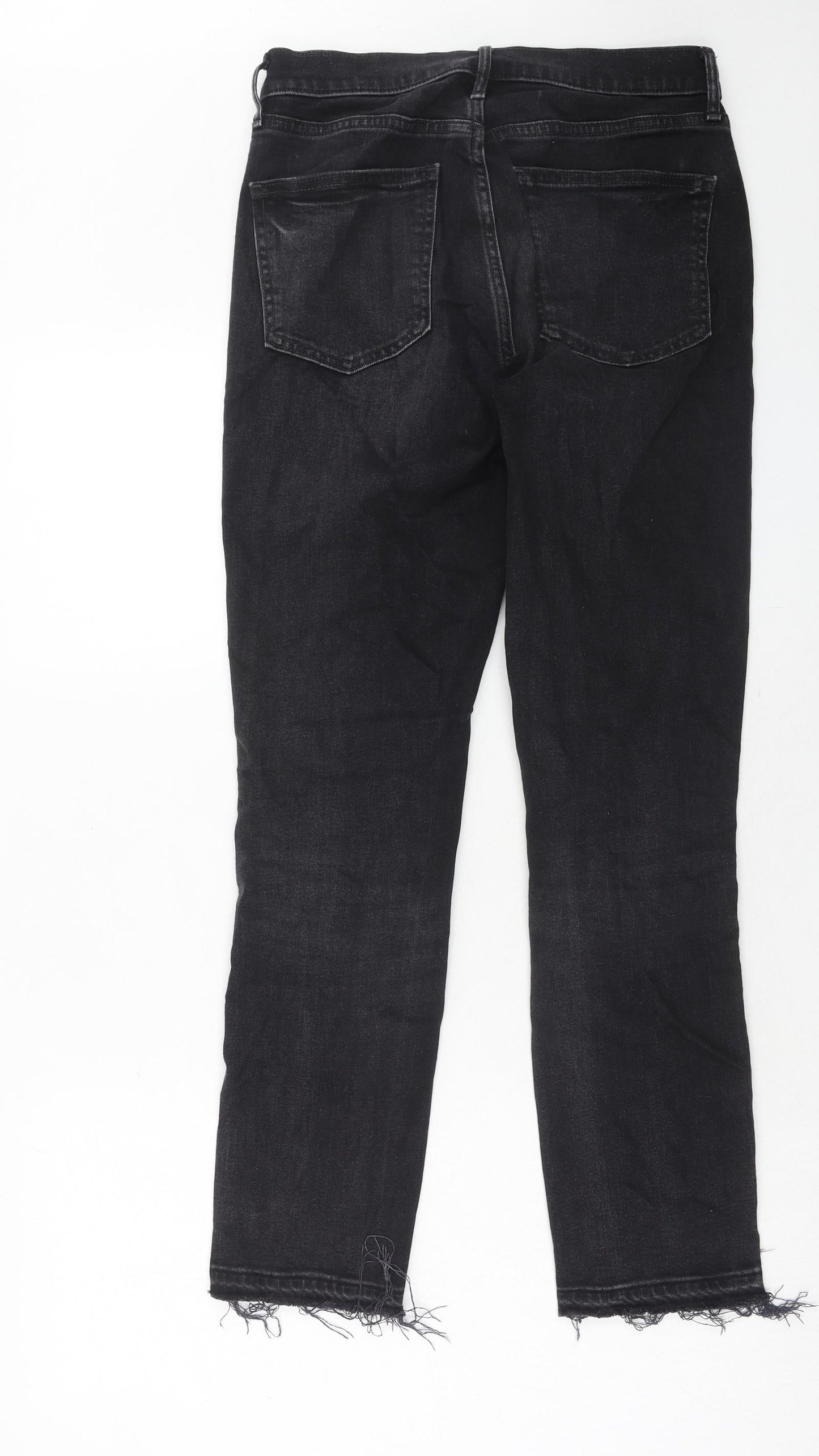 Gap Womens Black Cotton Skinny Jeans Size 27 in Regular Zip - Frayed Hem