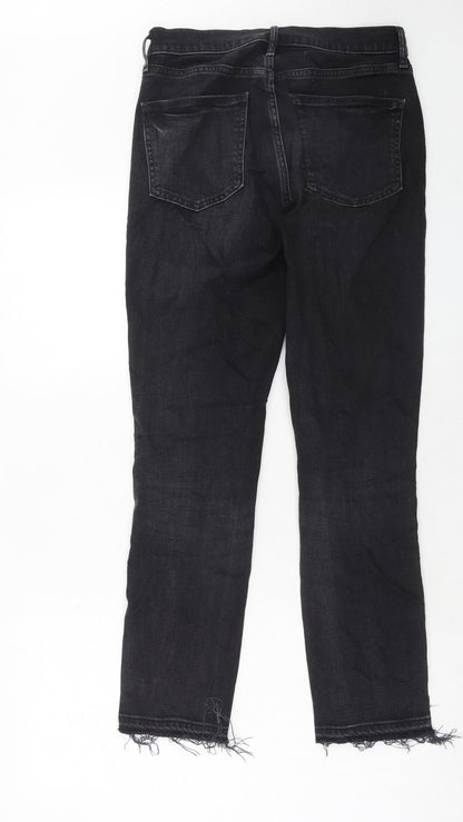 Gap Womens Black Cotton Skinny Jeans Size 27 in Regular Zip - Frayed Hem