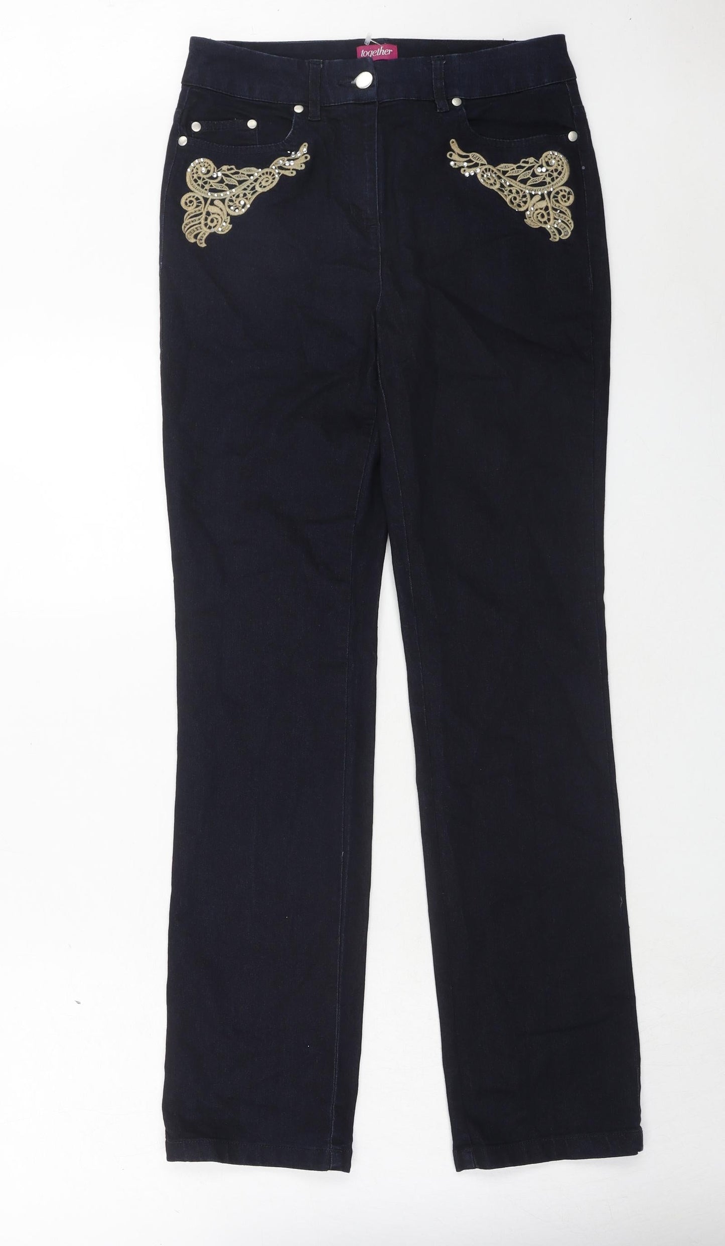 Together Womens Blue Cotton Skinny Jeans Size XS Regular Zip