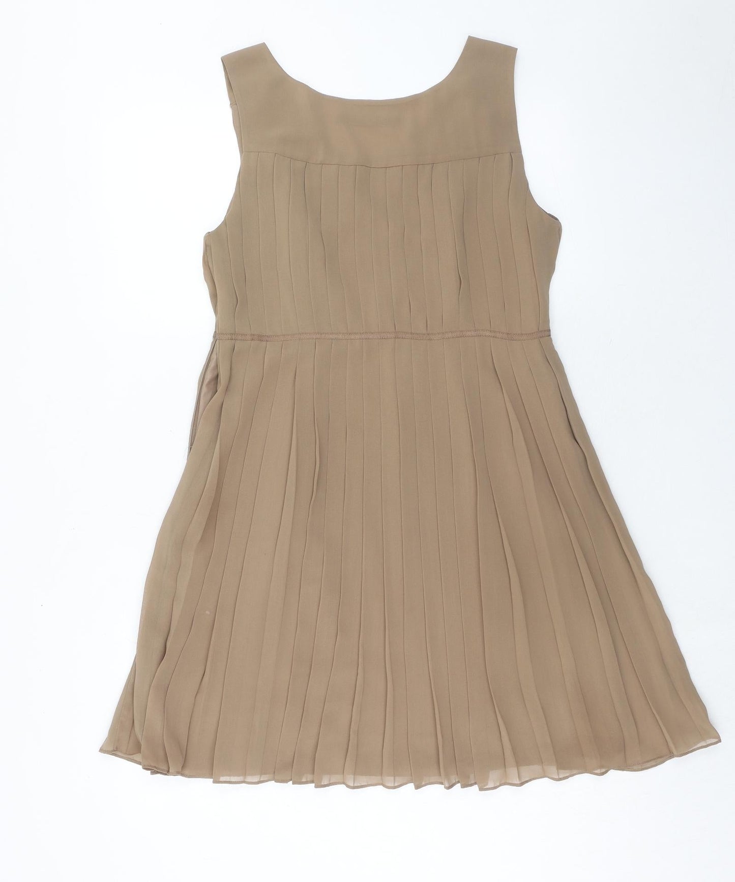 Zara Womens Brown Polyester A-Line Size M V-Neck Zip