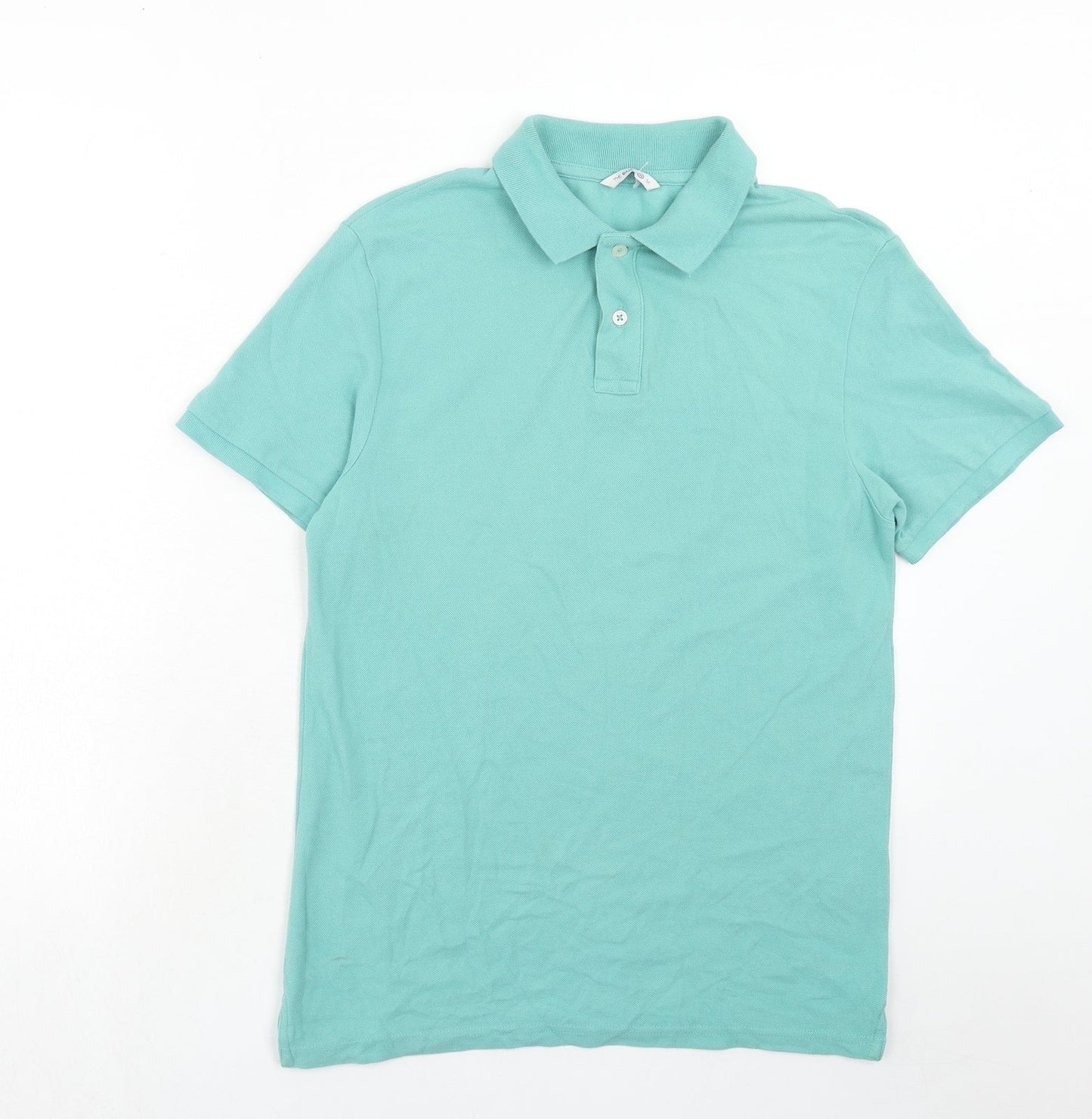 C&A Mens Blue Cotton Polo Size M Collared Button