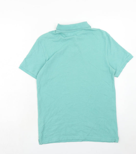 C&A Mens Blue Cotton Polo Size M Collared Button