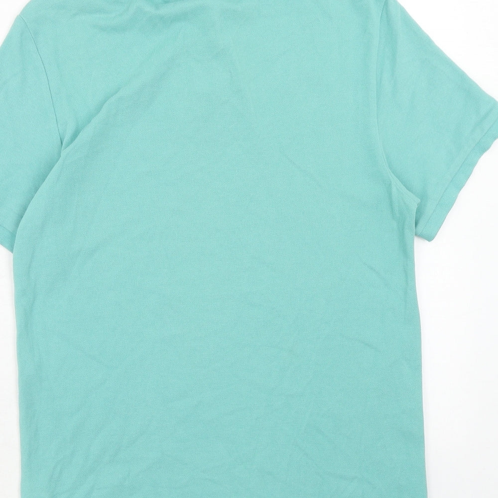 C&A Mens Blue Cotton Polo Size M Collared Button