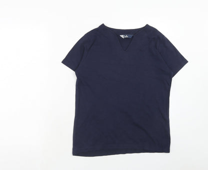 EWM Womens Blue Cotton Basic T-Shirt Size M V-Neck